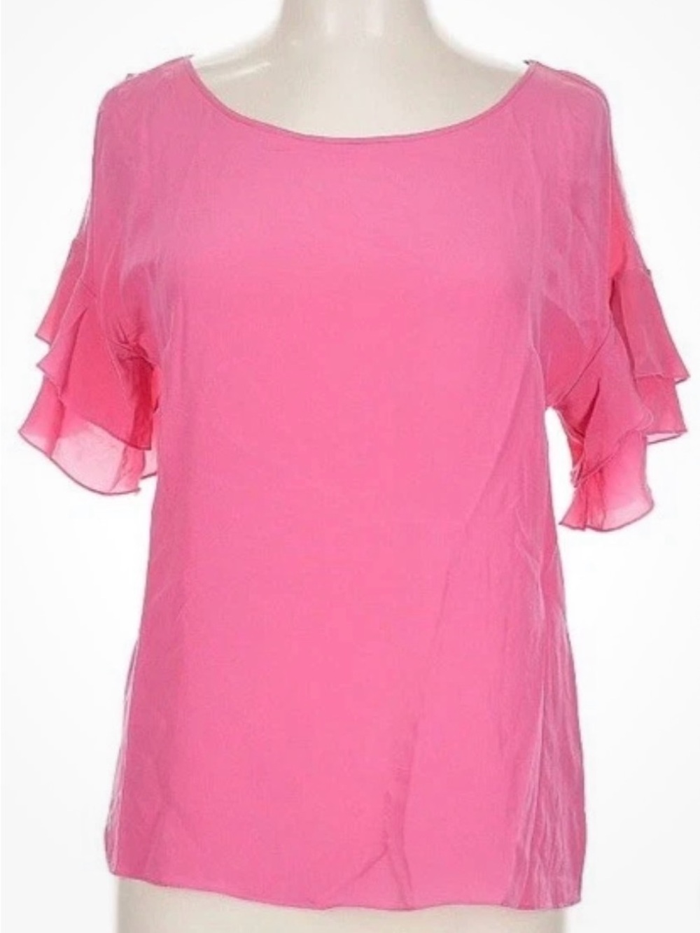 BAILEY 44 Women Pink Ruffle Sleeve Top Large